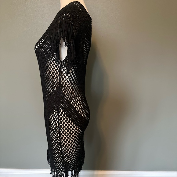 Crochet fringe black vintage Havana swim suit cover up - Picture 4 of 5